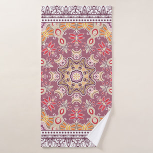 Decorative colorful ornament on white background, bath towel