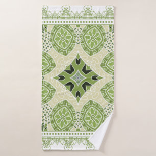 Decorative colorful ornament on white background,  bath towel