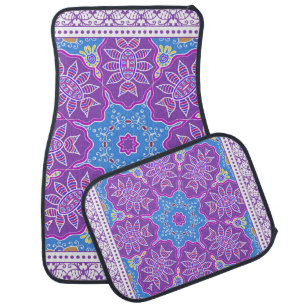 Decorative colorful ornament on white background,  car floor mat