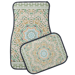 Decorative colorful ornament on white background, car floor mat