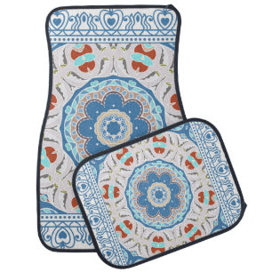 Decorative colorful ornament on white background,  car floor mat