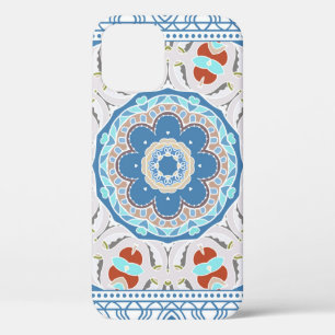 Decorative colorful ornament on white background, iPhone 12 case