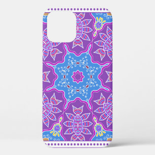 Decorative colorful ornament on white background,  iPhone 12 case