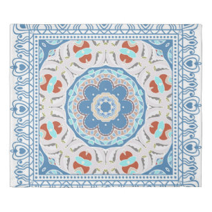 Decorative colorful ornament on white background, duvet cover
