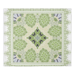 Decorative colorful ornament on white background,  duvet cover