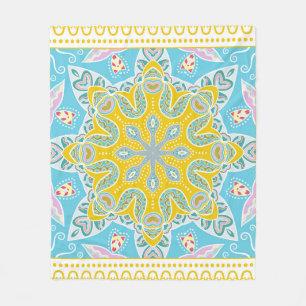 Decorative colorful ornament on white background, fleece blanket