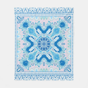Decorative colorful ornament on white background, fleece blanket
