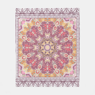 Decorative colorful ornament on white background, fleece blanket