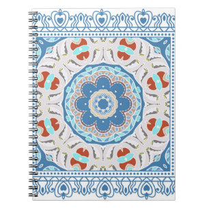 Decorative colorful ornament on white background, notebook