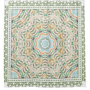 Decorative colorful ornament on white background, shower curtain