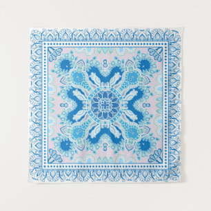 Decorative colorful ornament on white background, tapestry