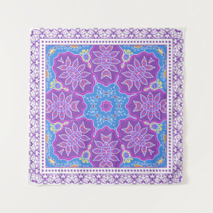 Decorative colorful ornament on white background, tapestry