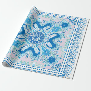 Decorative colorful ornament on white background, wrapping paper