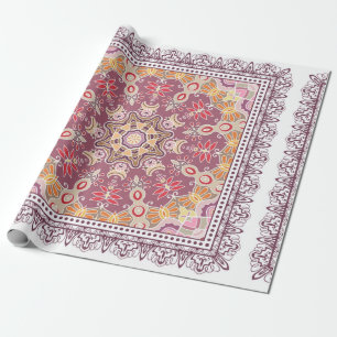 Decorative colorful ornament on white background, wrapping paper
