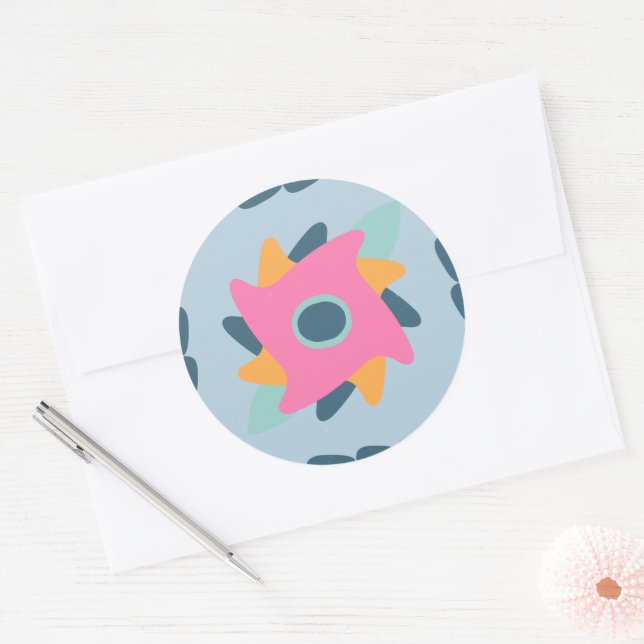 Decorative colorful tile classic round sticker (Envelope)