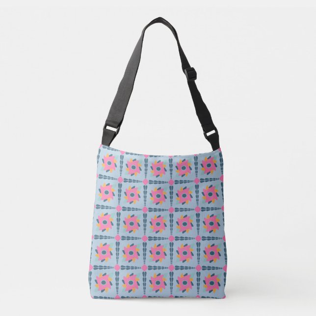 Decorative colorful tile crossbody bag (Front)