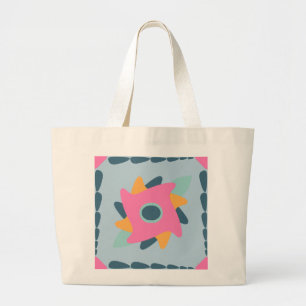 Decorative colorful tile large tote bag