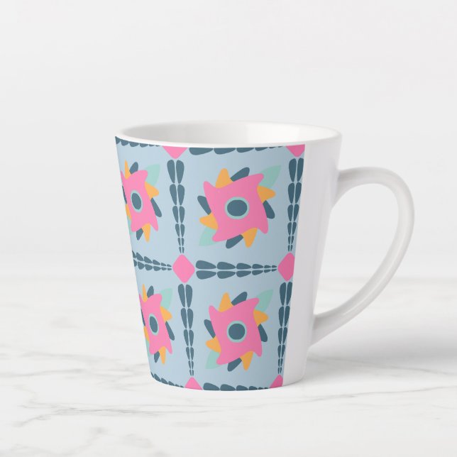 Decorative colorful tile latte mug (Right)