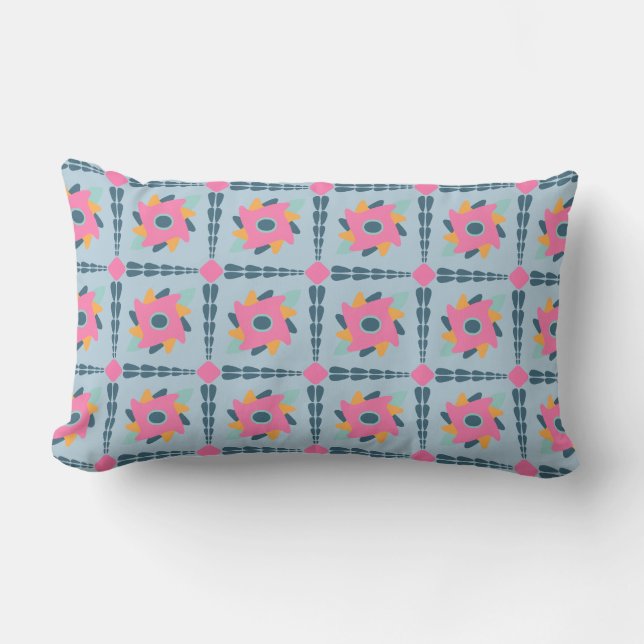 Decorative colorful tile lumbar pillow (Front)