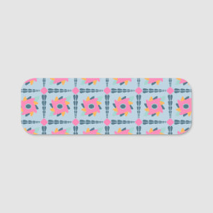 Decorative colorful tile name tag