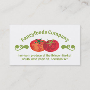 Decorative colorful tomatoes chef catering business card