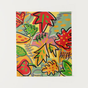 Decorative colorful watercolor nature greenery tapestry