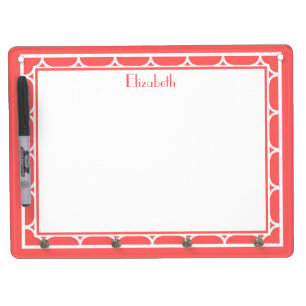 Decorative Coral and White Monogram Message Board