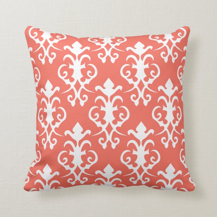 Decorative Coral Damask Pillow