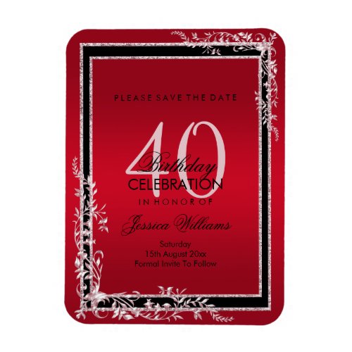 Decorative Corners Ruby  Black Birthday Magnet