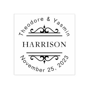 Decorative Couple's Names Wedding Favor Customized Rubber Stamp