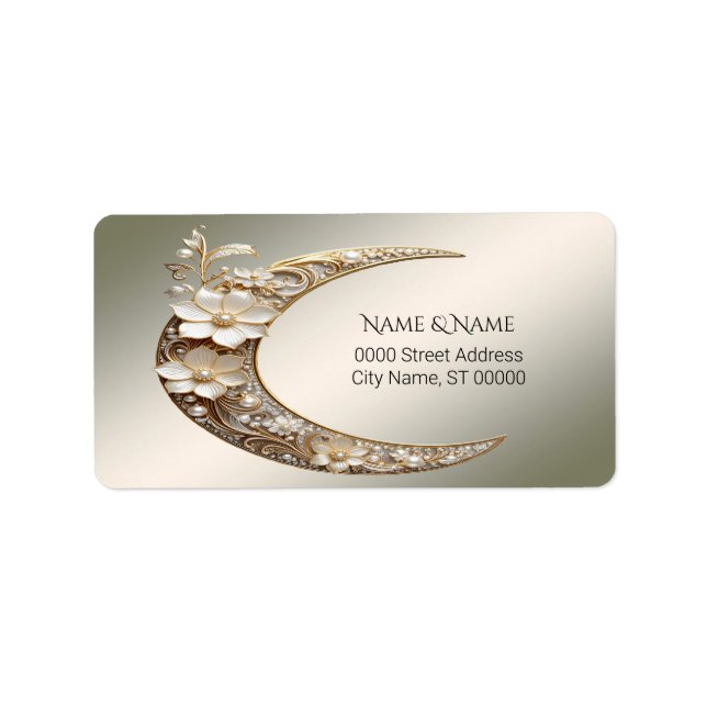 Decorative Crescent Moon Address Label (Front)