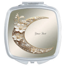 Decorative Crescent Moon Frame Compact Mirror