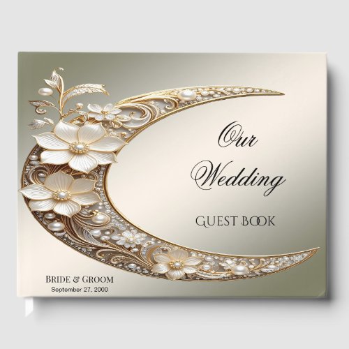 Decorative Crescent Moon Frame Guest Book
