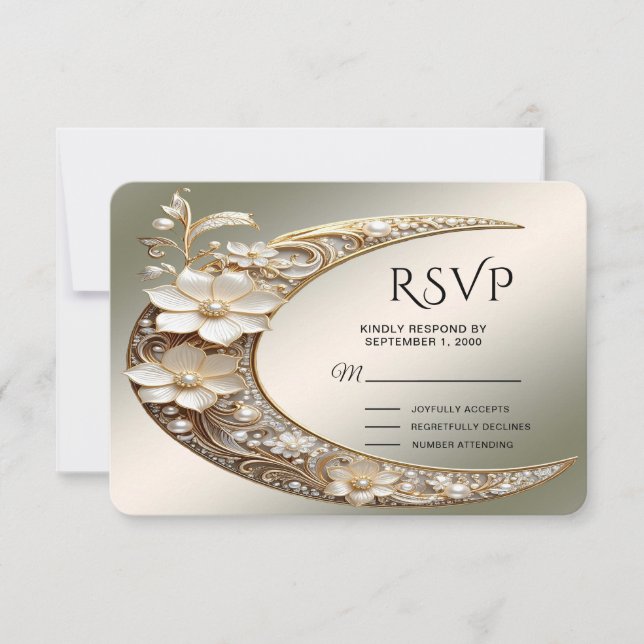 Decorative Crescent Moon Frame RSVP Card (Front)