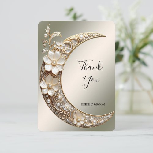 Decorative Crescent Moon Frame Thank You Card