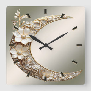 Decorative Crescent Moon Frame Wall Clock