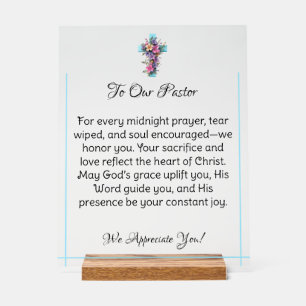 Decorative Cross Pastor Appreciation Acrylic Sign