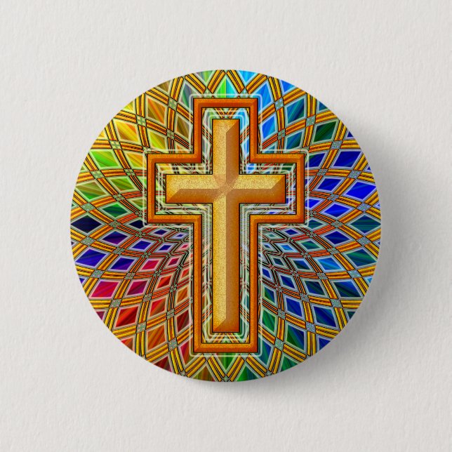 DECORATIVE CROSS PINBACK BUTTON (Front)
