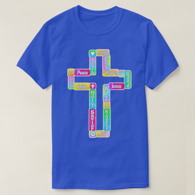 Decorative Cross with Christian Words T-Shirt (Design Front)