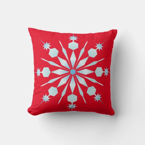 Decorative Crystal Snowflake Red Merry Christmas Throw Pillow