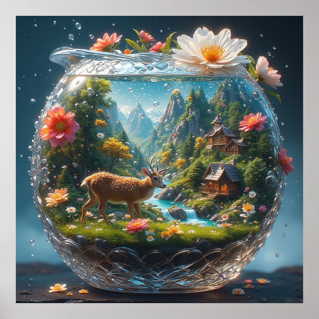 Decorative Crystal Vase With Forest Scene Poster (Front)