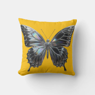 Decorative cushion with elegant silver butterfly 