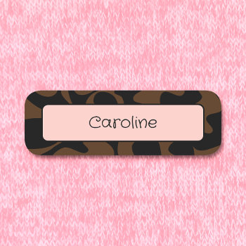 Decorative Cute Blush Dark Brown Reusable Clothing Name Tag by TabbyGun at Zazzle