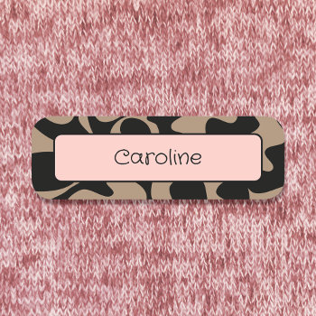 Decorative Cute Blush Pink Black Reusable Clothing Name Tag by TabbyGun at Zazzle