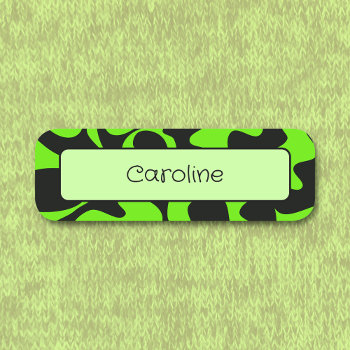 Decorative Cute Lime Green Black Reusable Magnetic Name Tag by TabbyGun at Zazzle
