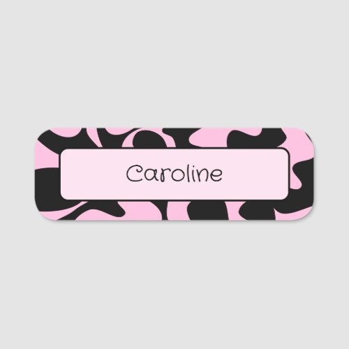 Decorative Cute Pink Black Reusable Clothing Name Tag