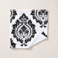 Classy Black and White Damask Bath Towel Set, Zazzle