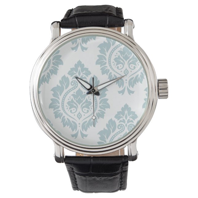 Decorative Damask Art I Duck Egg Blue on White Watch (Front)