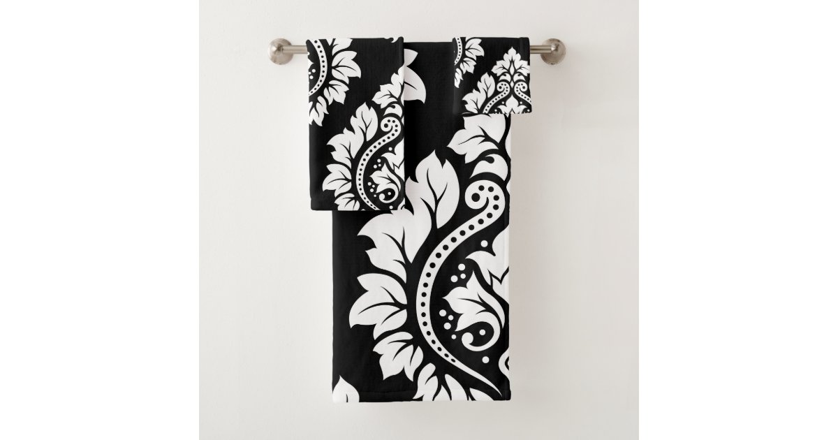 Fancy Hand Towel With Black And Burgundy, Zazzle