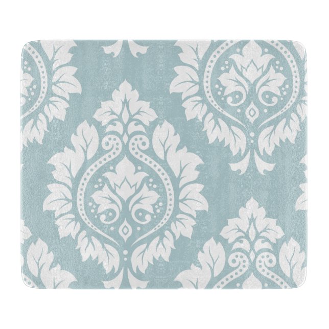 Decorative Damask Art I White on Duck Egg Blue Cutting Board (Front)